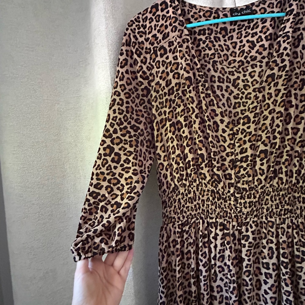 City Chic Leopard-Print Maxi Dress in Brown and Black - Picture 3 of 4